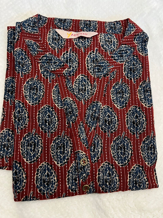 Brick Red Sleeveless Short Kurti L