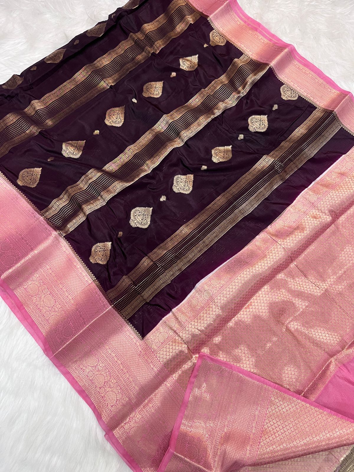 Brown and Pink Warm Silk Saree