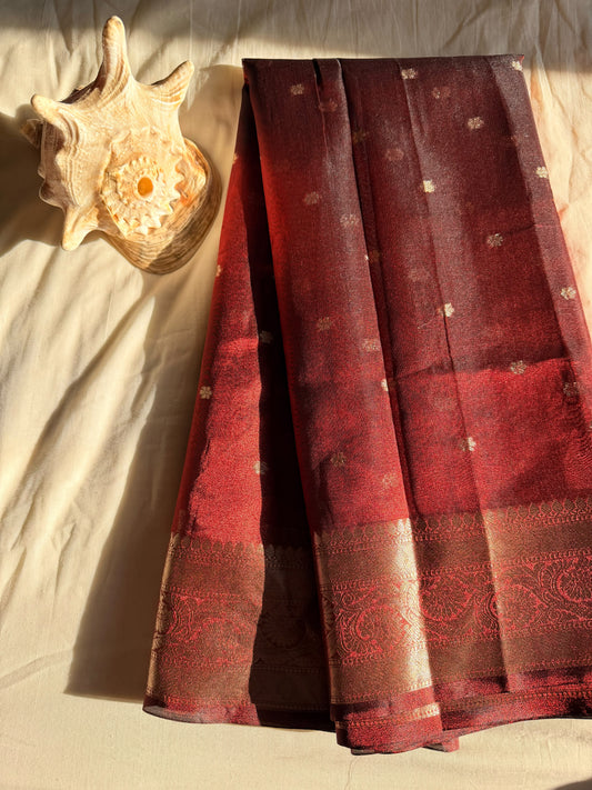 Brown Tissue Silk Saree