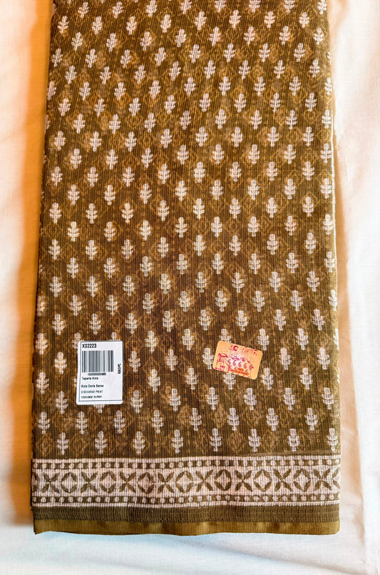 Brown Kota Semi Silk Saree