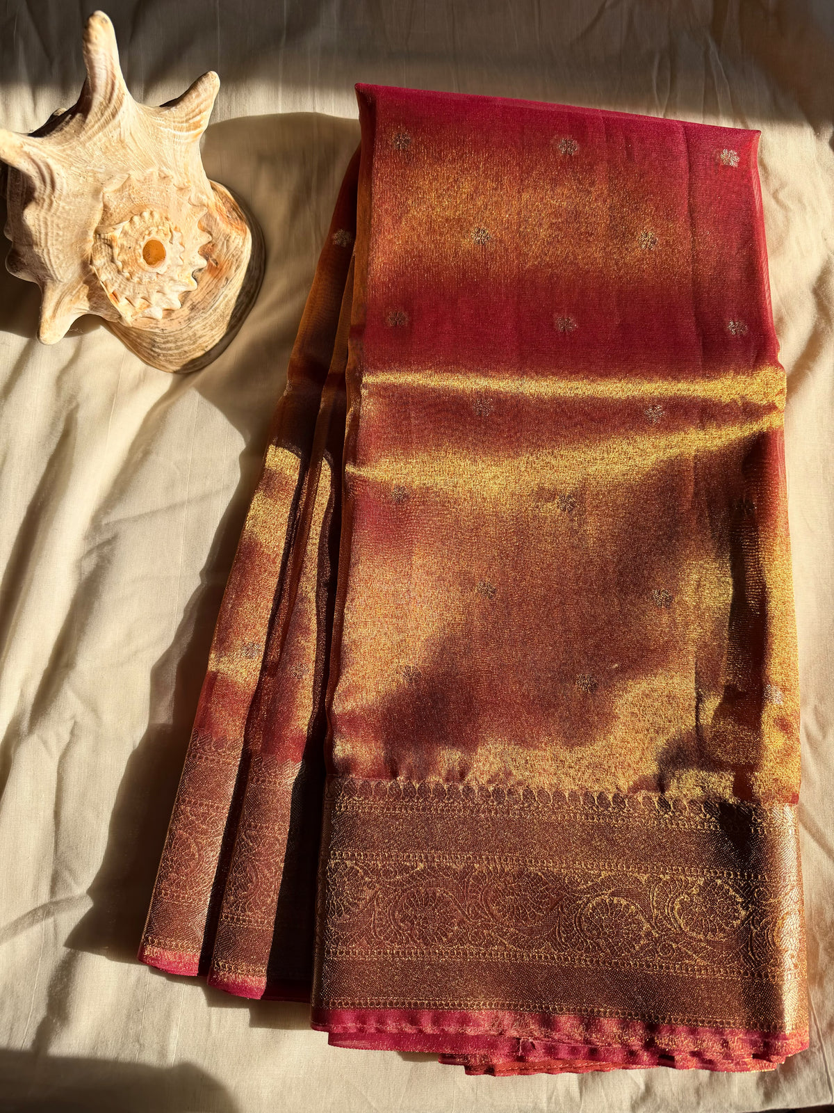 Copper Tissue Silk Saree