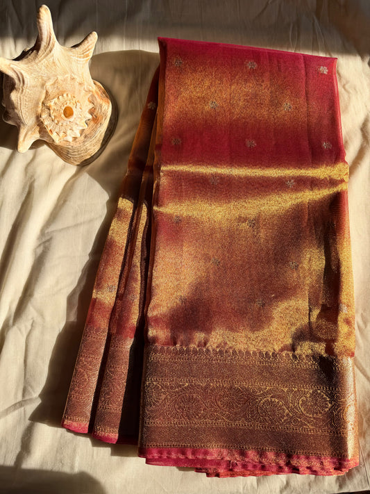 Copper Tissue Silk Saree
