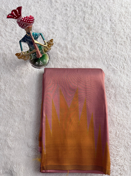 Copper Temple Desgin Tissue Saree