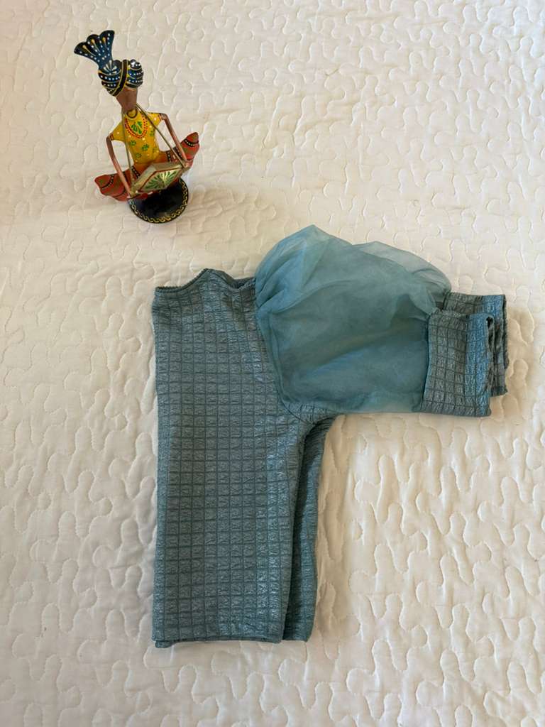 Blue Puff Fancy Blouse D1