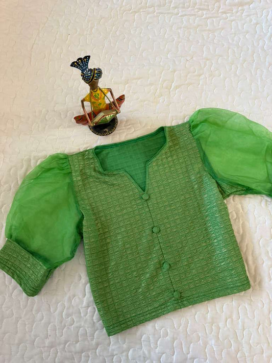 Light Green Puff Fancy Blouse D1