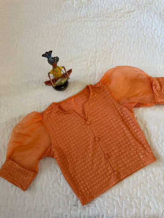 Orange Puff Fancy Blouse D1