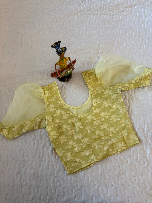 Yellow Puff Fancy Blouse D1