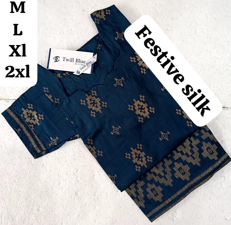 Dark Blue Festive Silk Kurti
