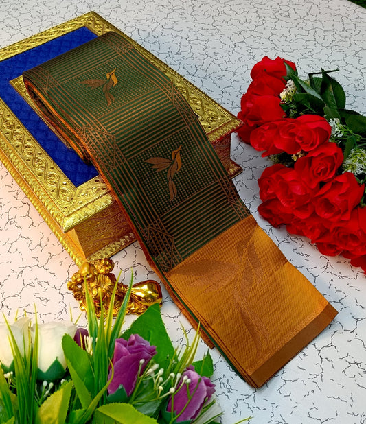 Dark Green and Yellow Kubera Soft Silk Saree