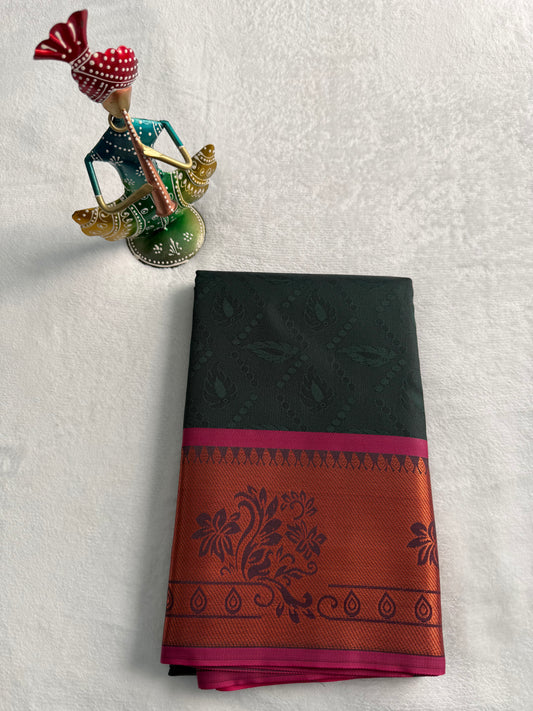Dark Green and Pink Traditional Gift Saree
