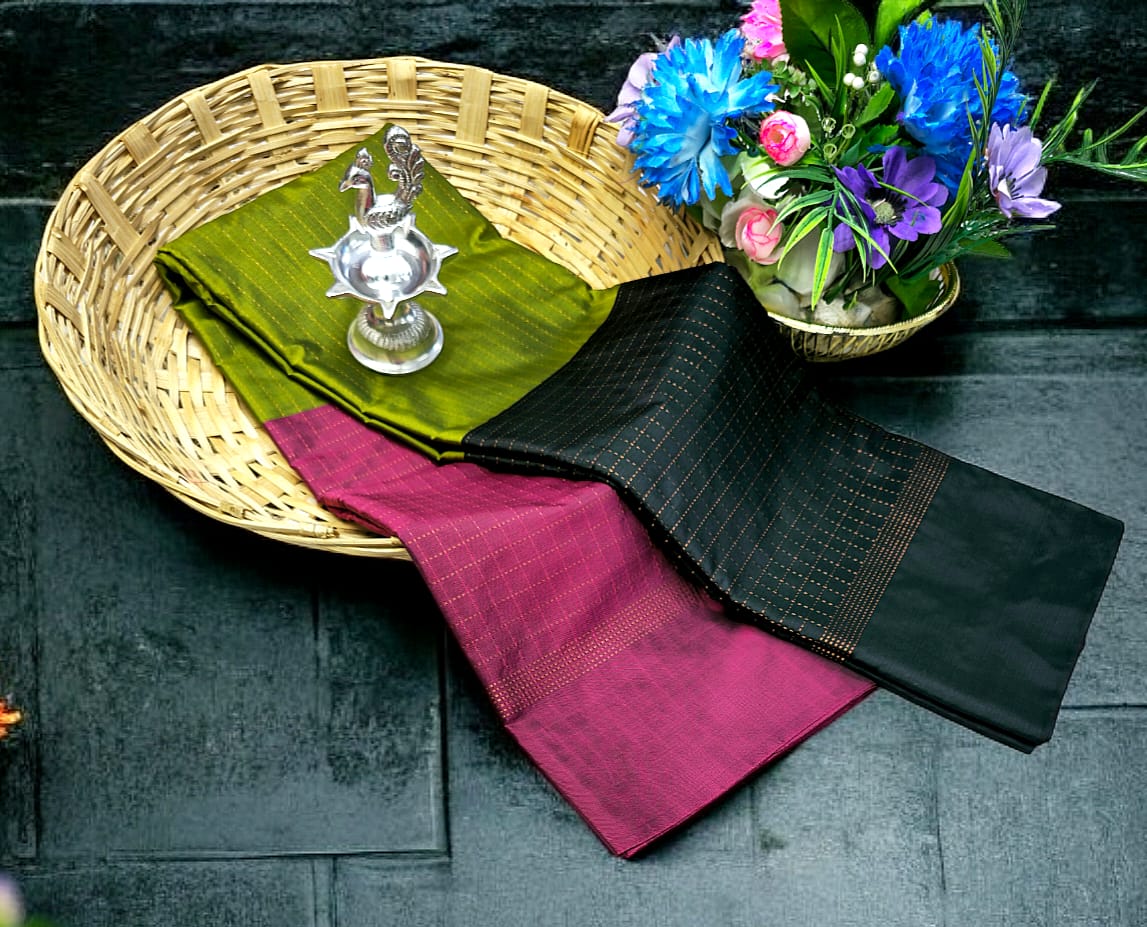 Green and Pink Arani Soft Silk