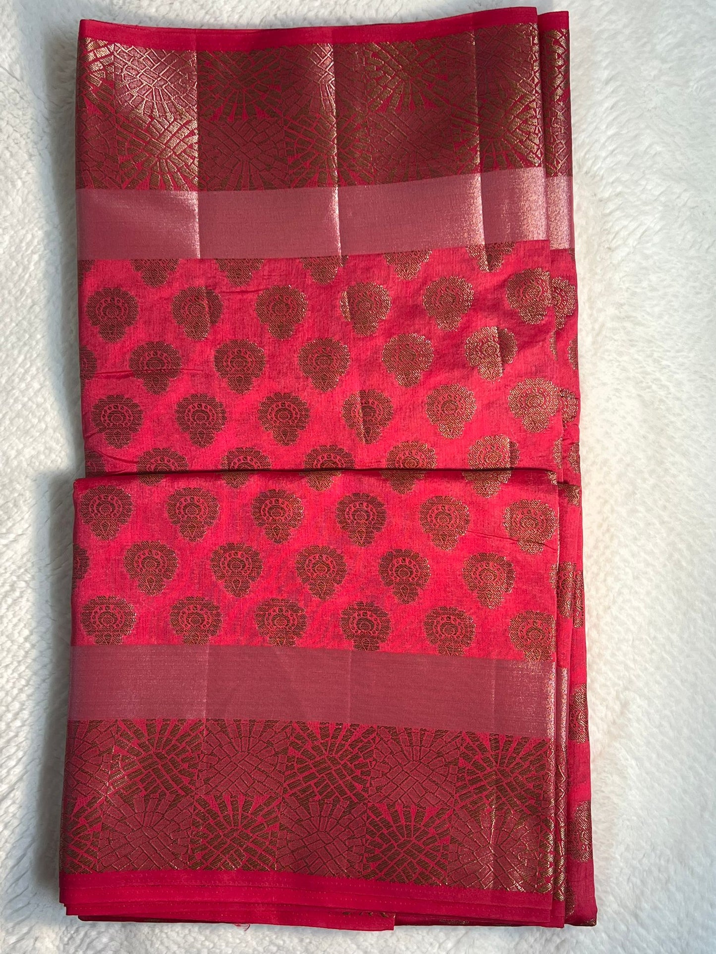 Dark Pink Dolla Chit Pallu Sequence Work Saree