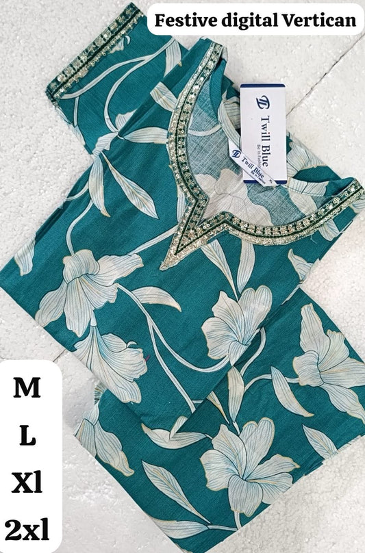 Dark Teal 2-Piece Chudidar Set