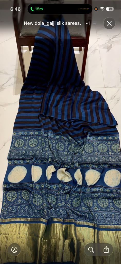 Black and Blue Lagdi Patta Dola Gajji Silk Saree