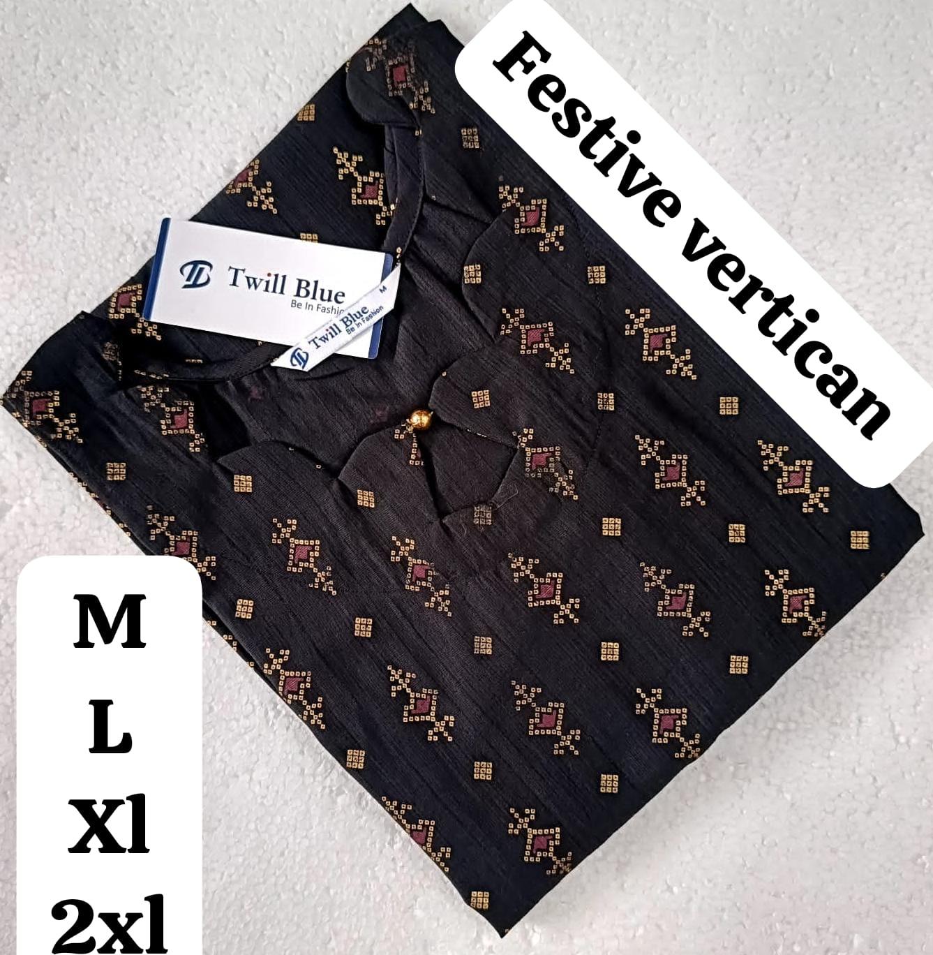 Elephant Black Festive Silk Kurti