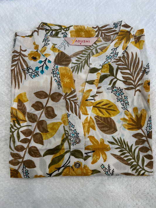 Floral Sleeveless Short Kurti S