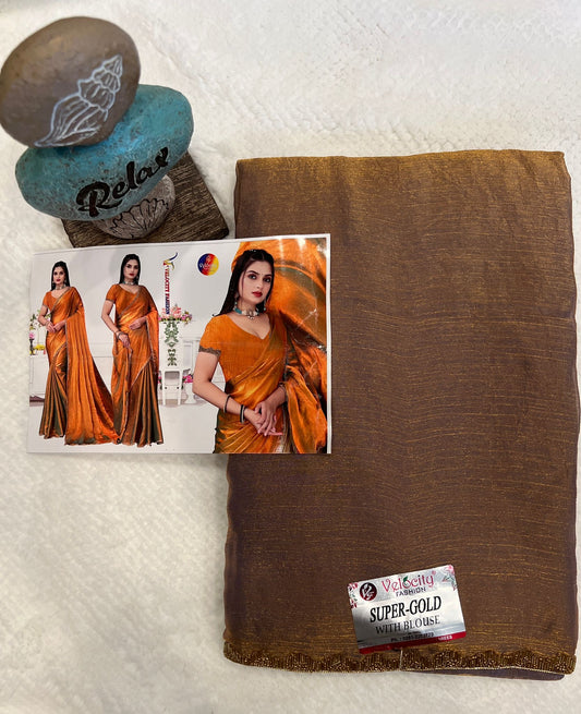 Gold Asha Puri Space Silk Fancy Saree