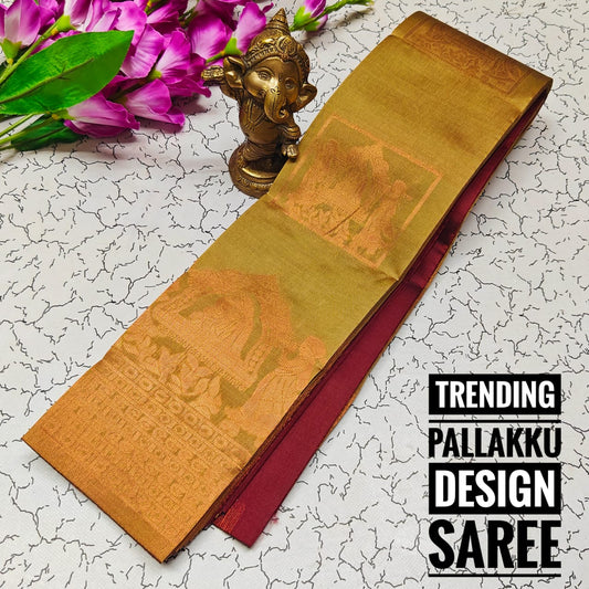 Golden and Maroon Pallaku Design Soft Silk Saree