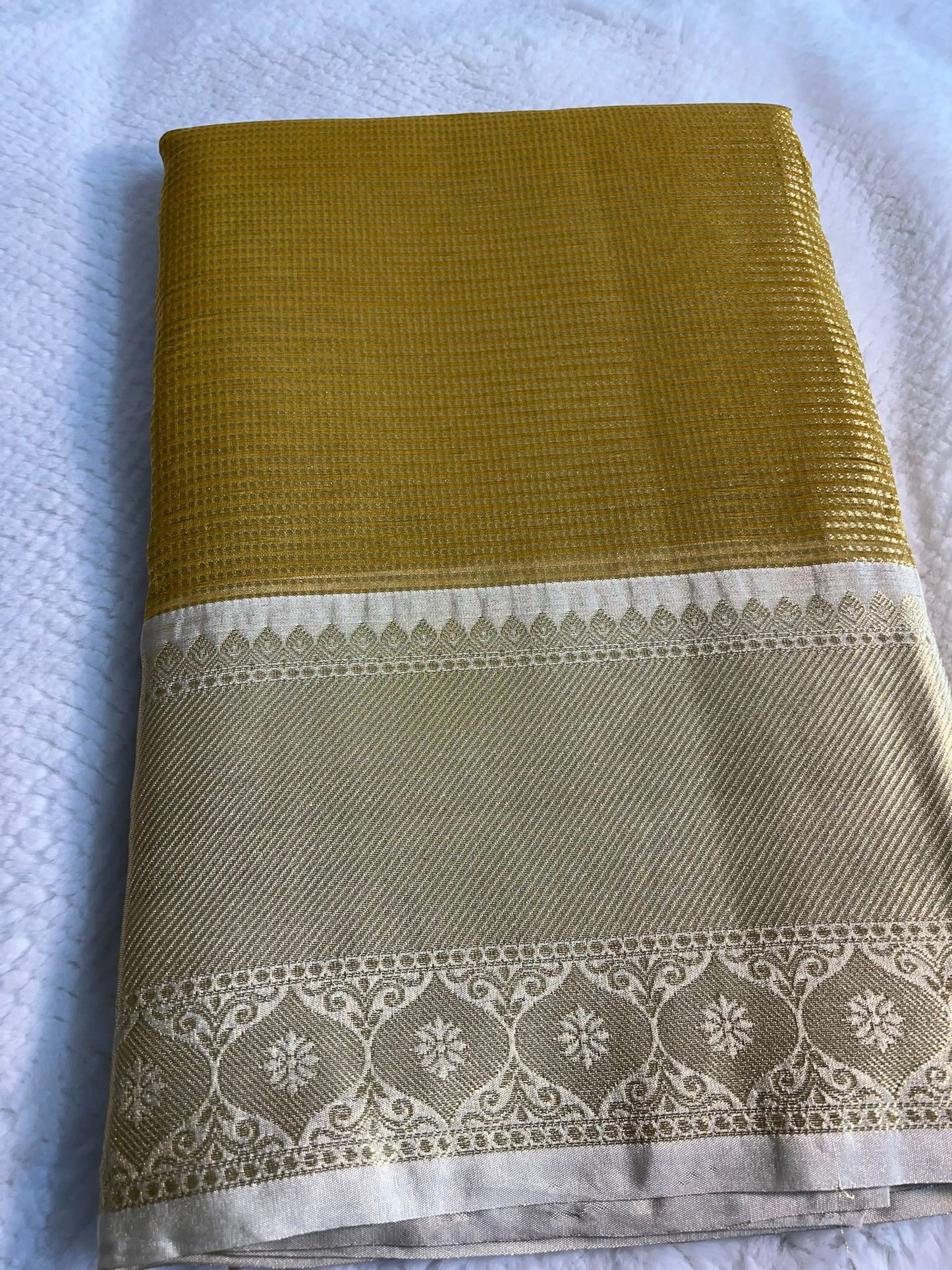 Samantha Golden and White Banarasi Tissue Silk Saree
