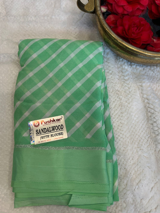 Green Sandalwood Chiffon Saree