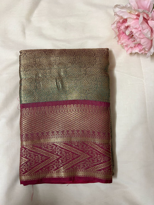 Green Kanchipuram Semi Silk Saree