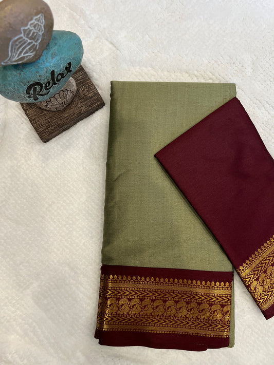 Kalki Green and Maroon Semi Silk Saree