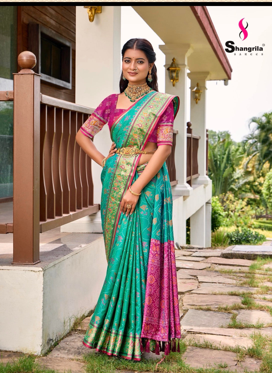 Green and Pink Rajkot Patola Saree