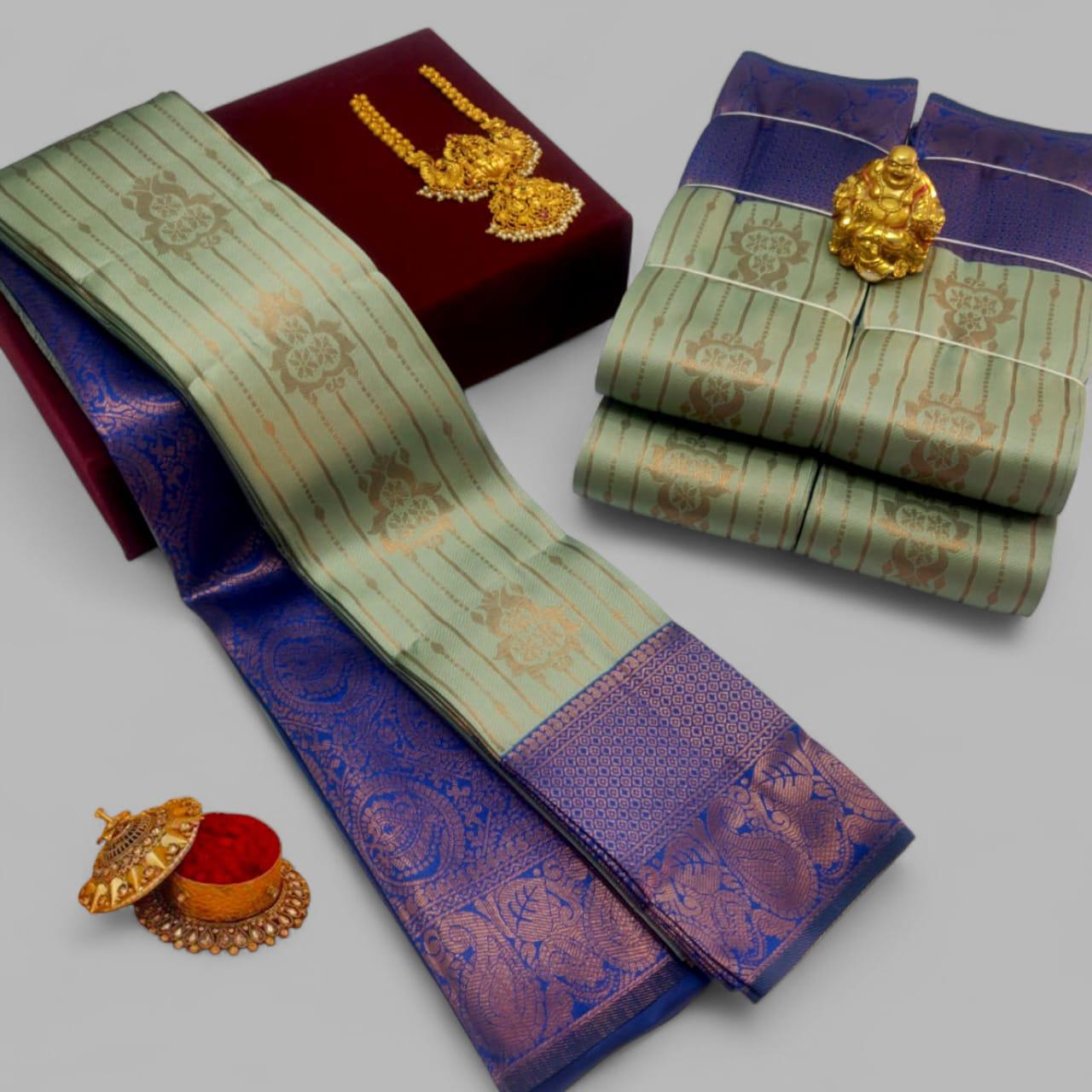Green and Purple Kubera Soft Silk Saree