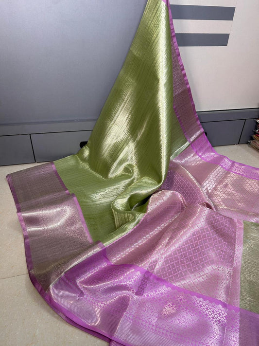 Green and Purple Tissue Saree