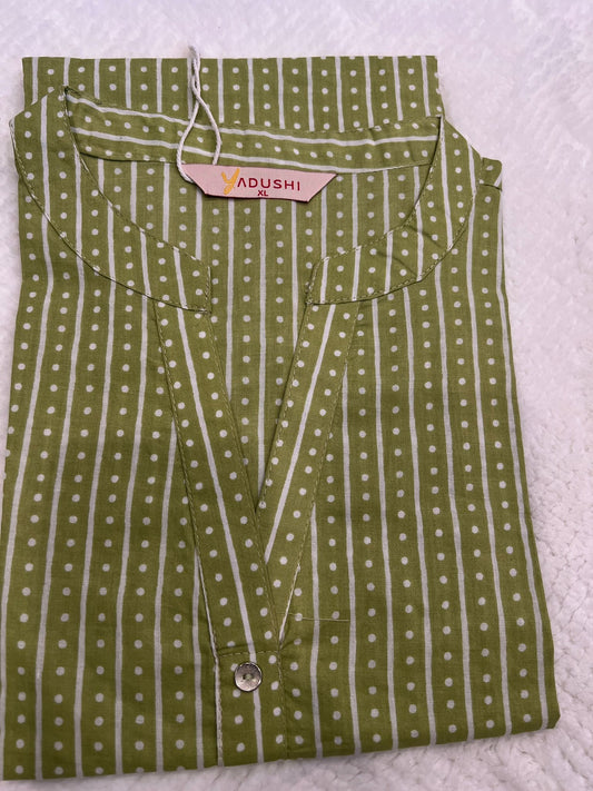 Green Sleeveless Short Kurti XL