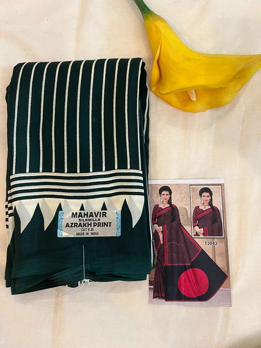 Green Mahavir Ajrakh Print Fancy Saree