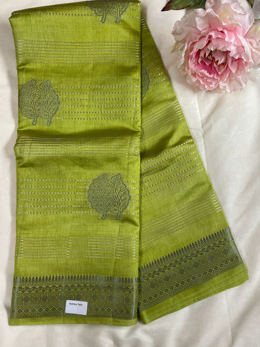 Green Vichitra Fancy Saree