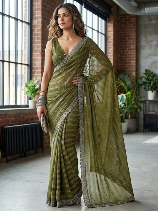 Green Space Silk Fancy Saree