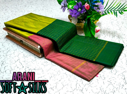 Green and Pink Arani Soft Silk