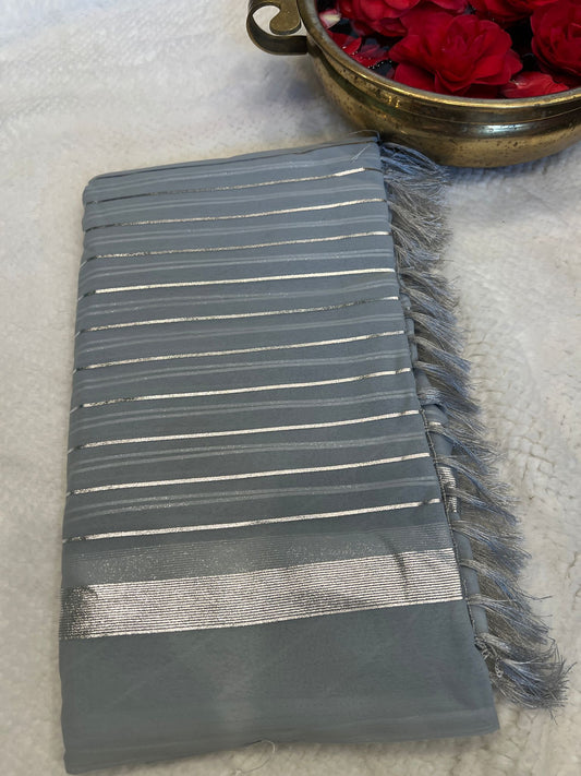 Grey Chiffon Saree