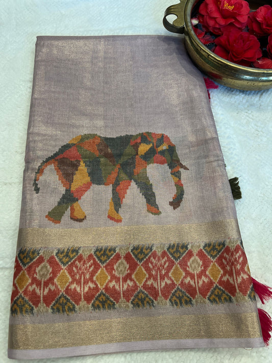 Eraaya Grey Tissue Saree