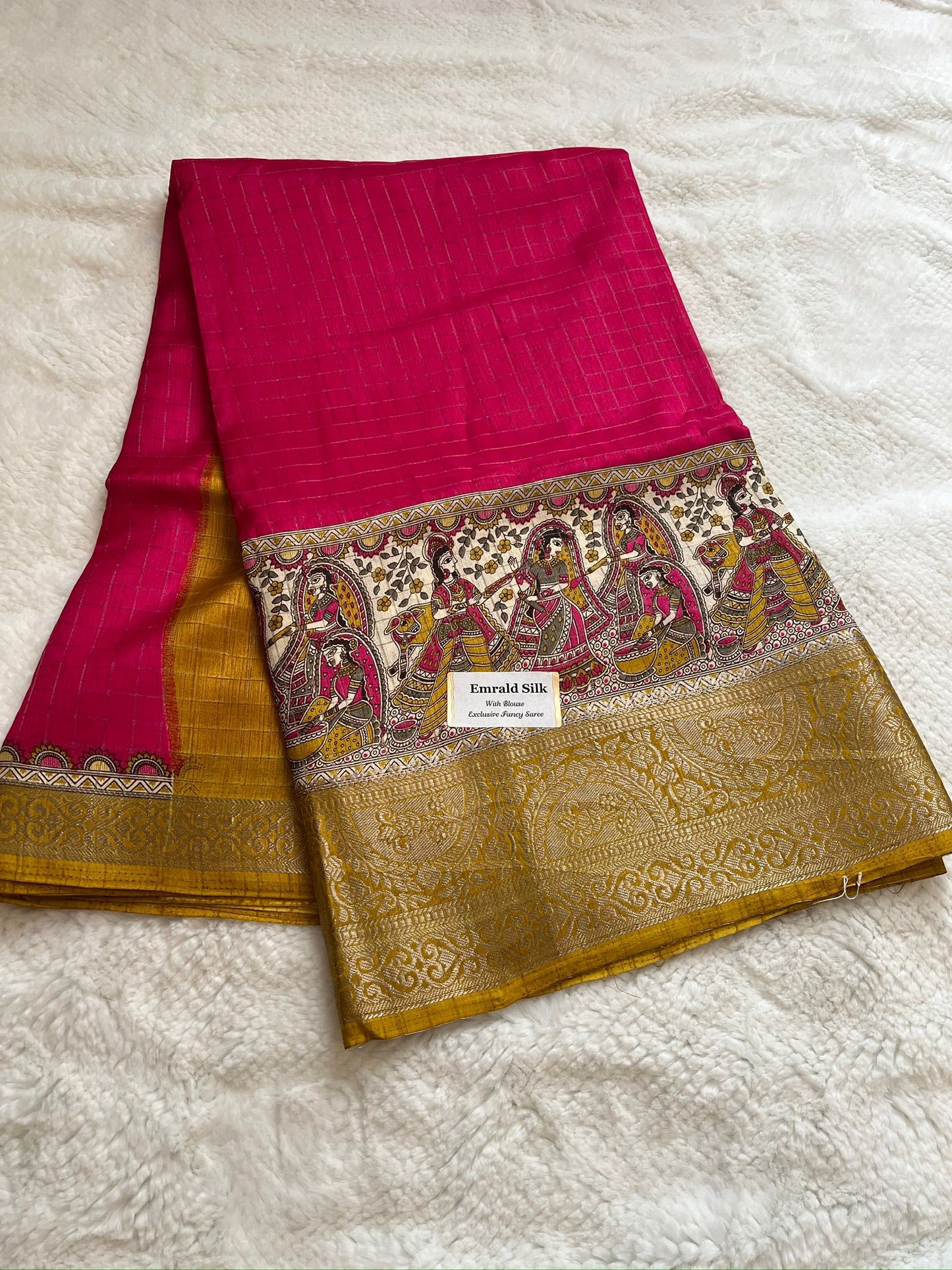 Hot Pink Emerald Fancy Saree