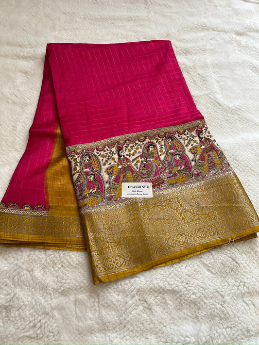 Hot Pink Emerald Fancy Saree