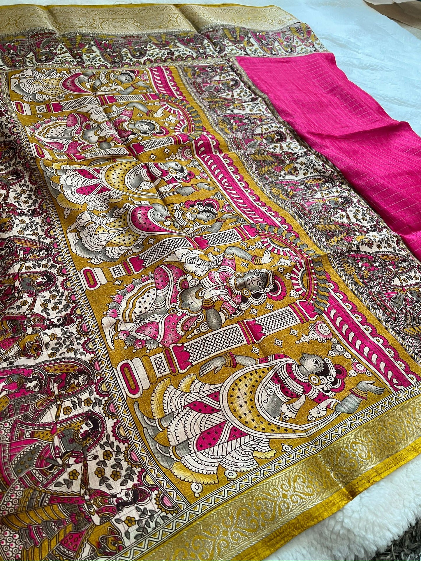 Hot Pink Emerald Fancy Saree