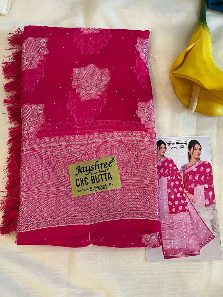 Hot Pink CxC Butta Fancy Saree