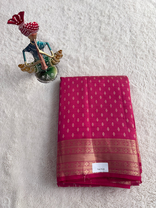 Hot Pink Tussar Silk Saree