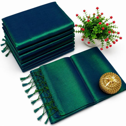 Peacock Blue Dual Shade Silk Cotton Saree