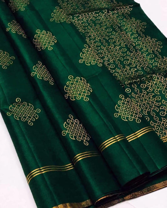 Green Kolam Pattern Silk Cotton Saree