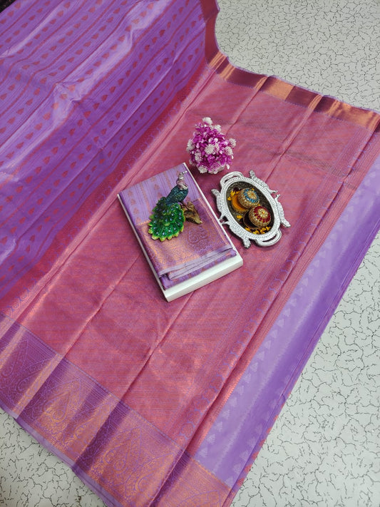 Lavender Rich Bhutta Embossed Silk Saree