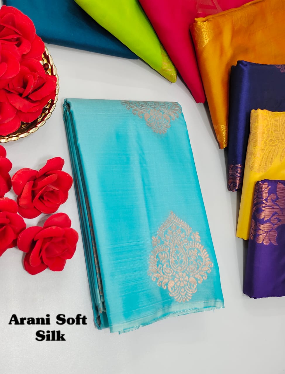 Light Blue Arani Soft Silk Saree