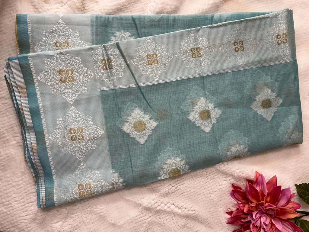 Light Blue Chanchal Linen Saree