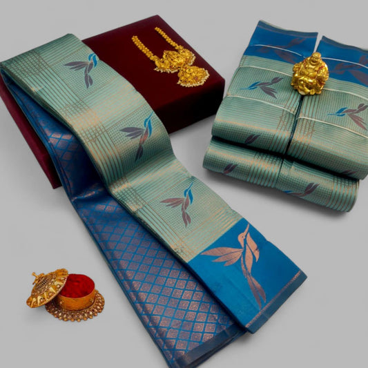 Light Blue Kubera Soft Silk Saree