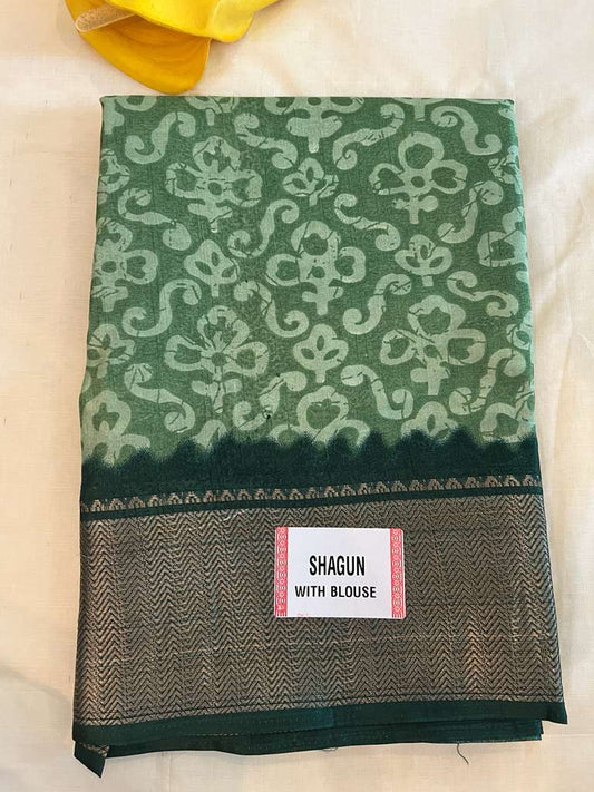 Light and Dark Green Shagun Fancy Saree