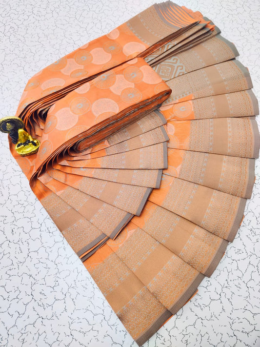 Orange Kubera Elite Bridal Semi Silk Saree
