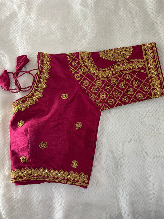 Magenta Embroidery Blouse